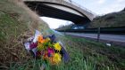Flowers near the scene of a fatal collision on the N52 at  Kells, Co Meath. Photograph:  Colin Keegan/Collins Dublin