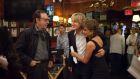 Director Peter Bogdanovich with Owen Wilson and Jennifer Aniston on the set of She’s Funny That Way (2014)
