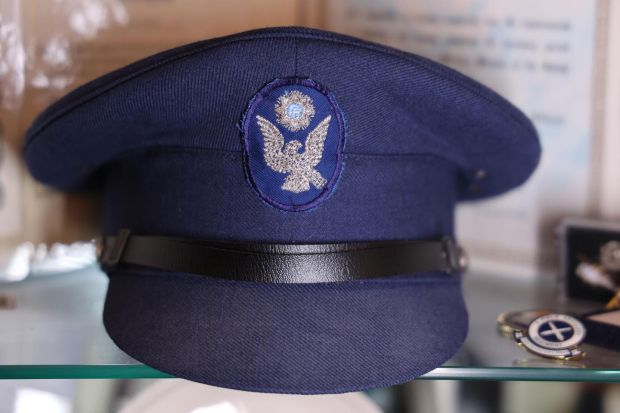 Niall Byrne’s cap, displayed in a memorial cabinet at his family home. Photograph: Nick Bradshaw