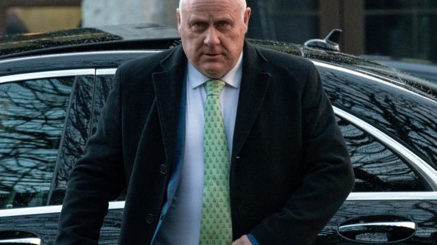 Independent TD Noel Grealish arriving at court in Co Galway to attend a hearing where he is one of four people accused to have breached Covid restrictions by organising a golf society dinner. Photograph: Andrew Downes/PA Wire