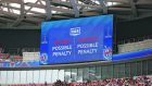 A screen  displaying  a VAR check on a possible penalty during the 2019 Fifa Women’s World Cup in France. Photograph:  Marc Atkins/Getty Images