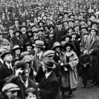 Crowds waiting for the outcome of the Treaty ratification meeting, Earlsfort Terrace, January 1st, 1922. Photograph: Independent News And Media/Getty 