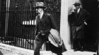 Michael Collins leaving 10 Downing Street, London, during treaty negotiations between representatives of Sinn Fein and the British government which resulted in the Anglo-Irish Treaty of December 1921. Photograph: Hulton Archive