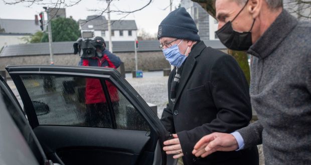 Mr Justice Séamus Woulfe (left) leaving Galway District Court. Photograph: Andrew Downes/PA Wire