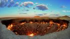 The  ‘Gates of Hell’ is seen near Darvaza, Turkmenistan. Photograph: AP Photo/Alexander Vershinin