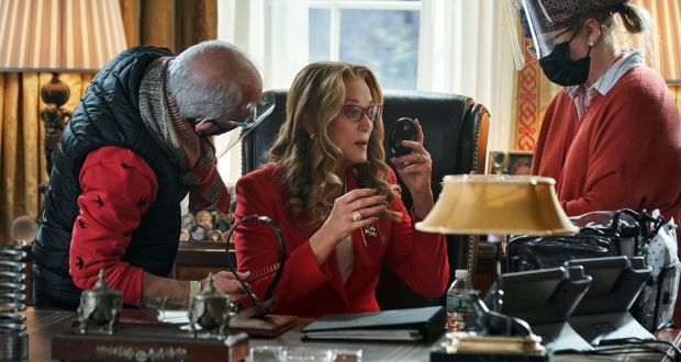 Saying Don’t Look Up flagged in the third act, or that Meryl Streep’s portrayal of US president Janie Orlean (pictured) is over the top, is beside the point. Photograph: Niko Tavernise/Netflix