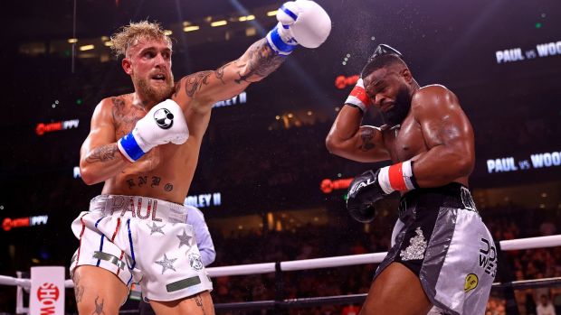 Jake Paul beat Tyrone Woodley for a second time last December. Photograph: Mike Ehrmann/Getty