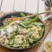 Orzo with mushrooms, spinach, lemon and Parmesan. Photograph: Harry Weir