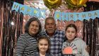 Veronica Garza Flores; her father (Macario Garza Flores); Emma and Kathleen celebrate  Macario&rsquo;s 80th birthday in Mexico