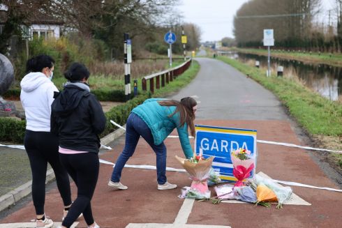 ASHLING MURPHY: Locals leave flowers near the scene of the murder of Ashling Murphy, on the banks of the Grand Canal, in Tullamore, Co Offaly. Photograph: Dara Mac Dónaill/The Irish Times


