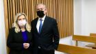 Former Israeli prime minister Binyamin Netanyahu and his wife, Sara, in Tel Aviv Magistrate’s Court. Photograph: Avshalom Sassoni/Pool/EPA