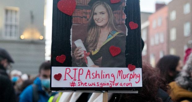A vigil for Ashling Murphy at Leinster House on Kildare Street, Dublin. Photograph: Gareth Chaney/Collins