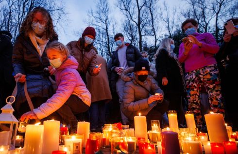A vigil in memory of Ashling Murphy, at Tullamore Town Park, Co Offaly. Photograph: James Crombie/INPHO
