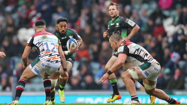 Bundee Aki is hoping to win another trophy with Connacht and he’s loving his time out west. Photograph: James Crombie//Inpho