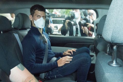 TENNIS STAR DEPORTED: Serbian tennis star Novak Djokovic leaves the Park Hotel government detention facility before attending his lawyers' office, in Melbourne, Australia. After a lengthy saga related to his non-vaccination against Covid-19, he later lost his last legal bid to compete in the Australian Open and has been deported. Photograph: James Ross/EPA
