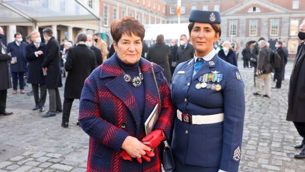 Sgt Shirley Stafford with her mother, Alacoque Stafford. Photograph: Dara Mac Dónaill