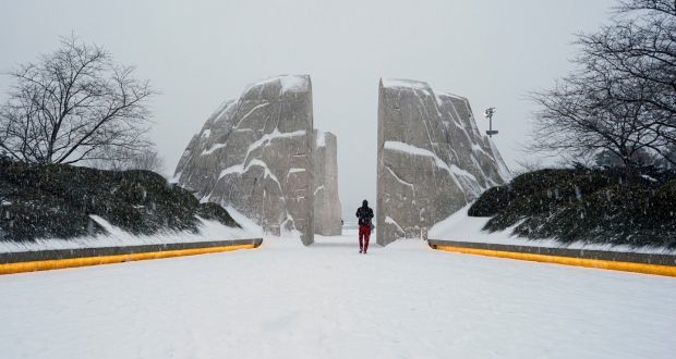 Snow covers the Martin Luther King jnr Memorial in Washington, DC, US, amid a winter storm. Photograph: AP Photo/Carolyn Kaster