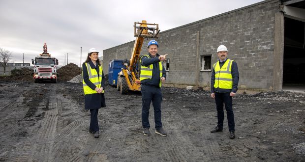 Mary Considine, chief executive of Shannon Group, David McInerney, director Jada Projects and Gerry Dillon, Shannon Group property director, at the site of a planned €4 million development. Photograph: Arthur Ellis