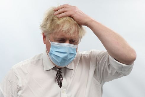 BORIS'S WOES: British prime minister Boris Johnson visits Finchley Memorial Hospital in  North London, after 'categorically' rejecting claims by former chief aide Dominic Cummings that he lied to parliament last week about a Downing Street party held during a strict Covid-19 lockdown in May 2020. Photograph: Ian Vogler/AFP/Getty 
