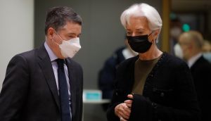 Eurogroup president Paschal Donohoe and Christine Lagarde, president of the European Central Bank: The  extension on access to UK clearing houses is double the  period Brussels had set aside to prepare after Britain left the single market. Photograph: Olivier Hoslet/EPA
