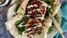 Roast squash and kale salad with tahini ranch dressing