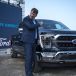   Ford CEO Jim Farley takes unveils the  new F-150 pickup truck at Ford’s Dearborn truck plant in Michigan. Photograph: Nic Antaya/Getty Images