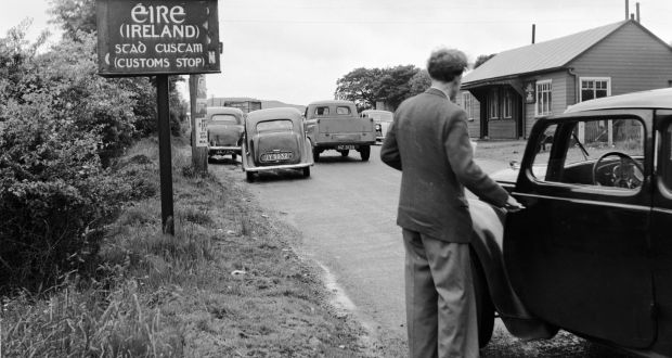 The customs stop  on the road from Belfast to Dublin c1950. Photograph: Three Lions/Getty Images