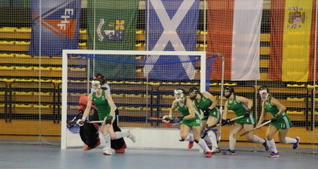 Ireland in action during the EuroHockey Indoor Championships II in the Spanish city of Ourense.