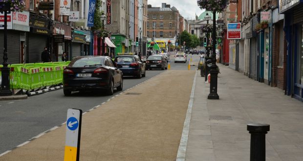 A widened footpath on Capel Street last summer ahead of pedestrianisation trials at weekends. Photograph: Alan Betson 