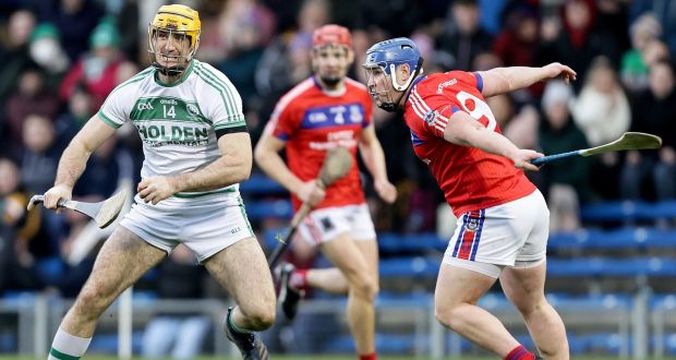 Ballyhale Shamrocks’ Colin Fennelly and Bernard Burke of St Thomas in action during the All-Ireland club semi-final at FBD Semple Stadium. Photograph: Laszlo Geczo/Inpho