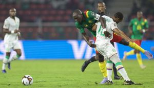 Action from the African Cup of Nations match between Cameroon and the Comoros Islands   in Yaounde. Photograph:  Kenzo Tribouillard/AFP via Getty Images