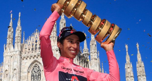 Two-time Grand Tour winner Egan Bernal remains in intensive care in a Bogota hospital after undergoing spinal surgery  following a training accident near his home town in Colombia. Photograph: Luca Bettini/AFP via Getty Images