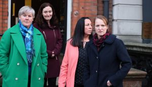 Women of Honour members Karina Molloy, Yvonne O’Rourke, Honor Murphy and Diane Byrne, leaving Dept of Foreign Affairs following their meeting the Minister Simon Coveney TD. Photograph: Dara Mac Dónaill / The Irish Times