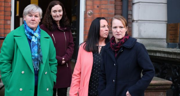 Women of Honour members Karina Molloy, Yvonne O’Rourke, Honor Murphy and Diane Byrne, leaving Dept of Foreign Affairs following their meeting the Minister Simon Coveney TD. Photograph: Dara Mac Dónaill / The Irish Times