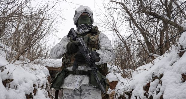 UA krainian serviceman checks the situation at the positions on a front line near the Avdiivka village, not far from pro-Russian militants controlled city of Donetsk, Ukraine, on Tuesday. Photograph: Stanislav Kozliuk/ EPA