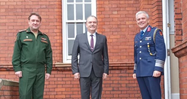 Defence Forces chief of staff Lieut Gen Seán Clancy pictured with the ambassador of Russia to Ireland Yuri Filatov. Photograph: Russian Embassy in Ireland/Twitter