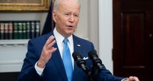 US president Joe Biden said there was ‘a distinct possibility that the Russians could invade Ukraine in February’, said White House National Security Council spokeswoman Emily Horne. Photograph: Saul Loeb/AFP via Getty Images
