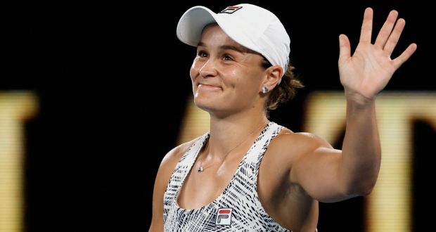 Australia’s Ash Barty faces American Danielle Collins in the final on Saturday. Photograph: Hamish Blair/AP Photo