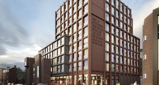 A computer generated image of the CitizenM hotel which is proposed for Bride Street in Dublin.
