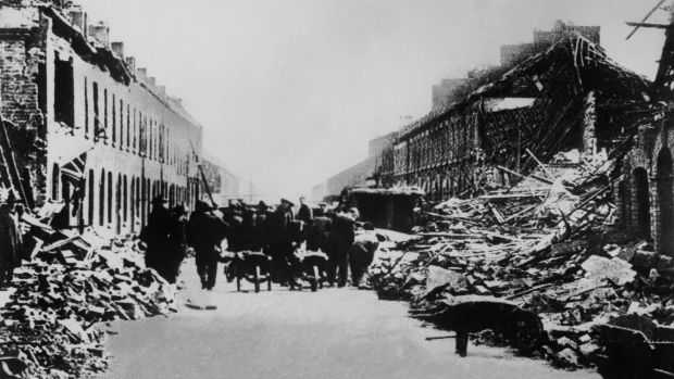 The Belfast Blitz was a devastating series of bombing raids on the city by the German Luftwaffe in April and May 1941. Photograph: Ullstein Bild via Getty Images