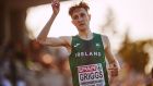 Ireland’s Nicholas Griggs reacts as he wins the Men’s 3000m Final during the European Athletics U20 Championships in Tallinn, Estonia on July 17, 2021. Photograph: Joosep Martinson/Getty Images for European Athletics