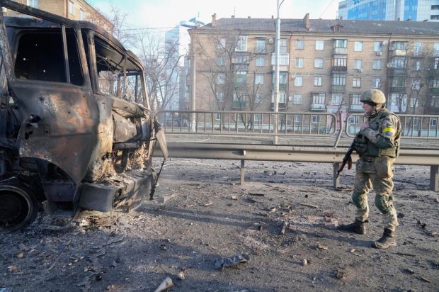 More than 70 Ukrainian soldiers have been killed after Russian artillery hit a military base in Okhtyrka, a city between Kharkiv and Kyiv. Photograph: AP Photo/Efrem Lukatsky