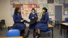 Maryfield College students Riya Philip, Ellen O’Mahony and Anita Sibi say the option to wear trousers as part of the school uniform should be extended to all girls’ schools. Photograph: Tom Honan 