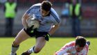 Dublin’s Bernard Brogan slips the challenge  of Tyrone’s  Conor Gormley during the Allianz  Football League Division 1 game at Healy Park in Omagh in April 2010. Photograph: Donall Farmer/Inpho