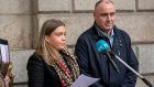 Shauna McCabe, with her father, Michael McCabe, of Bewley Drive, Lucan, Co. Dublin, speaking to media outside the Four Courts on Wednesday after the case regarding the death of her mother, Karen McCabe. PIC: Collins Courts
