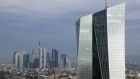The Frankfurt skyline: the German Dax jumped almost 8 per cent on Wednesday. Photograph: Sean Gallup/Getty Images