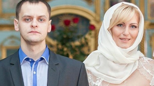In an image provided their family, the wedding of Serhiy and Tetiana Perebyinis. Photograph: Perebyinis family via The New York Times