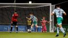  Shamrock Rovers’ Rory Gaffney scores the only goal of Friday night’s match at Tallaght stadium. Photograph: Ryan Byrne/Inpho