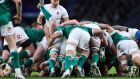 To mix sporting metaphors, Ireland were bowled out at scrum time, with England doing their usual best to disrupt affairs and generate penalties. Photograph: Billy Stickland/Inpho