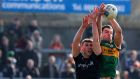 Jack Barry in action for Kerry against Armagh’s Niall Grimley during the Division One clash at the Athletic Grounds. Photograph: Philip Magowan/Inpho  